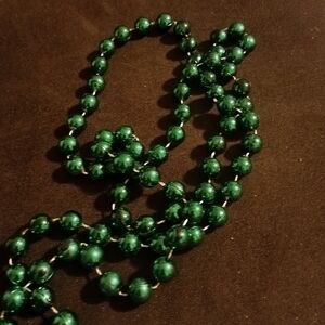 Mardi Gras Green Beaded Necklace